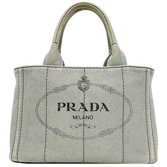 Prada 2000s Bowling Canapa Cinghi Leather Canvas Bag